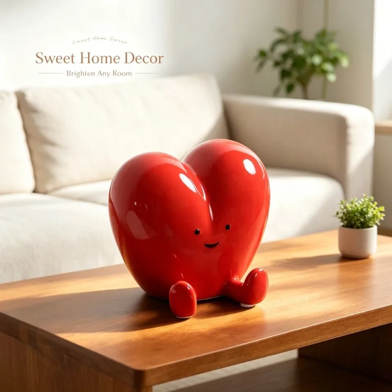 Little Red Heart Smiley Face Ornament | Healing Desktop Decoration/Gift Gift/Children's Room Ornament