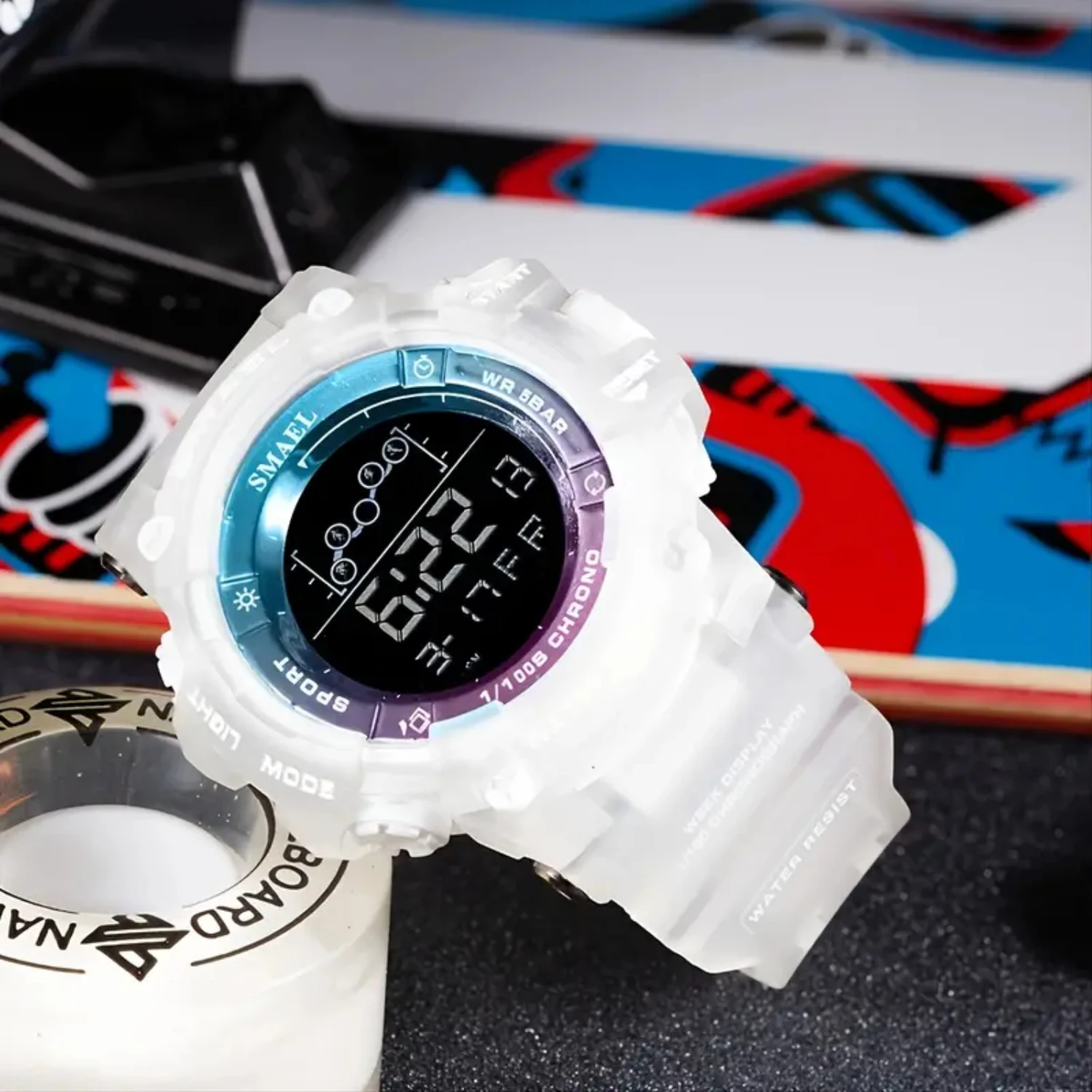 

Men's Cool Waterproof Sports Watch with Multi-color Single Display and Luminous Stopwatch from SMAEL - New Arrival