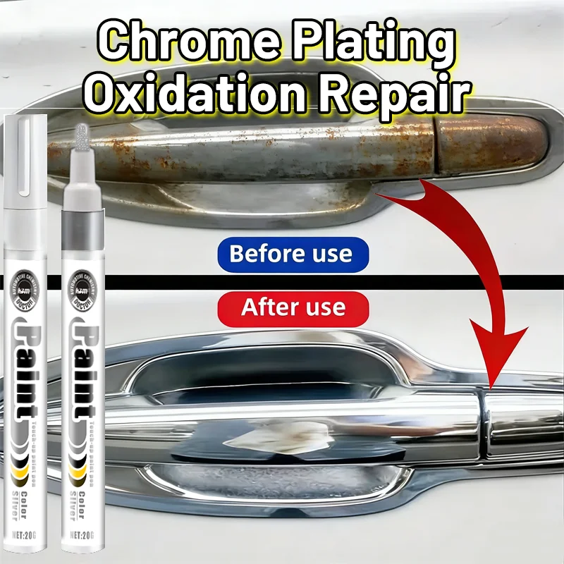 Silver Chrome Plating Touch Up Pen Auto Car Oxidation Rust Scratch Repair Tool For Rim Handle Mirror Trim