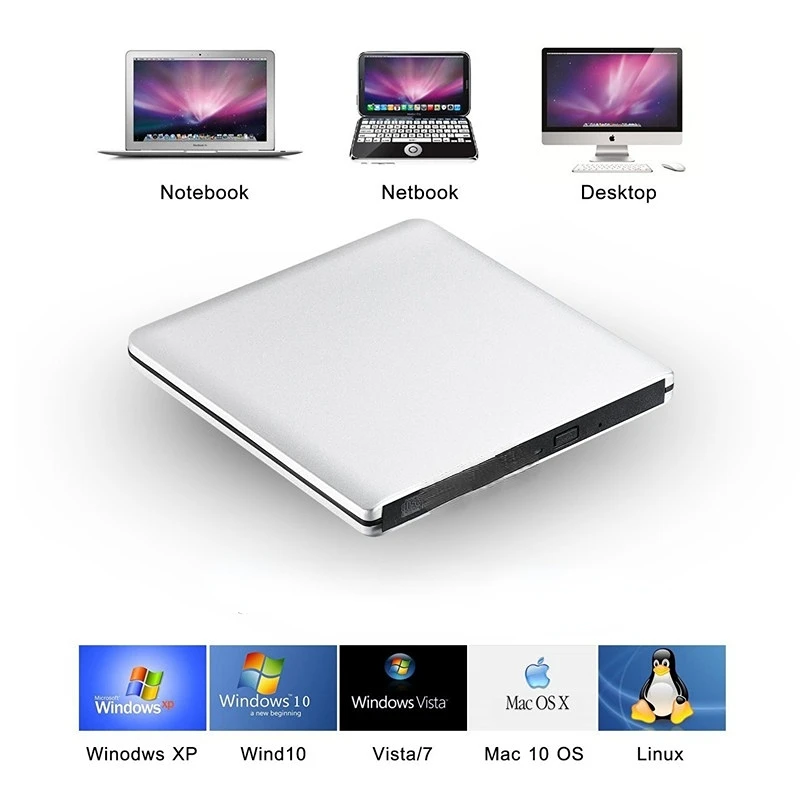 USB 3.0 external blu ray drive DVD-ROM Player External Optical Drive BD-ROM Blu-ray CD/DVD RW Writer Recorder for MACbook Laptop