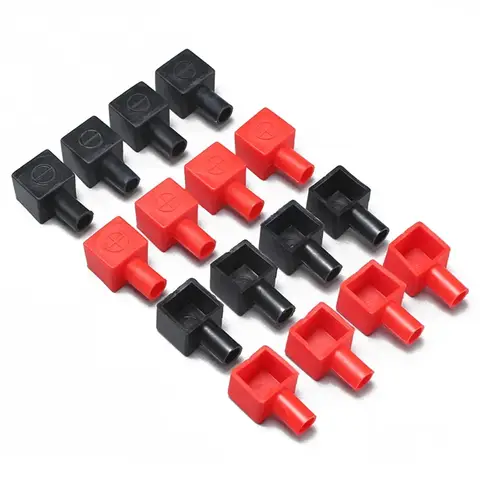 Manicotto di protezione per terminali batteria moto quadrato rosso + nero Coperture per pali positivi negativi in gomma