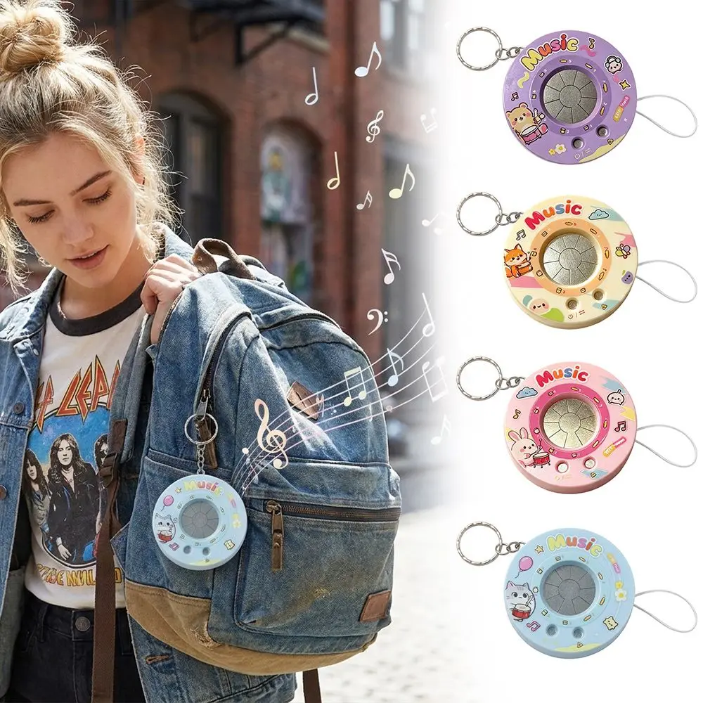 Gifts Cartoon Mini Piano Keychain Playable Keyboard Round Shape Drum Kit Keychain Cute Style Plastic Musical Party Favor