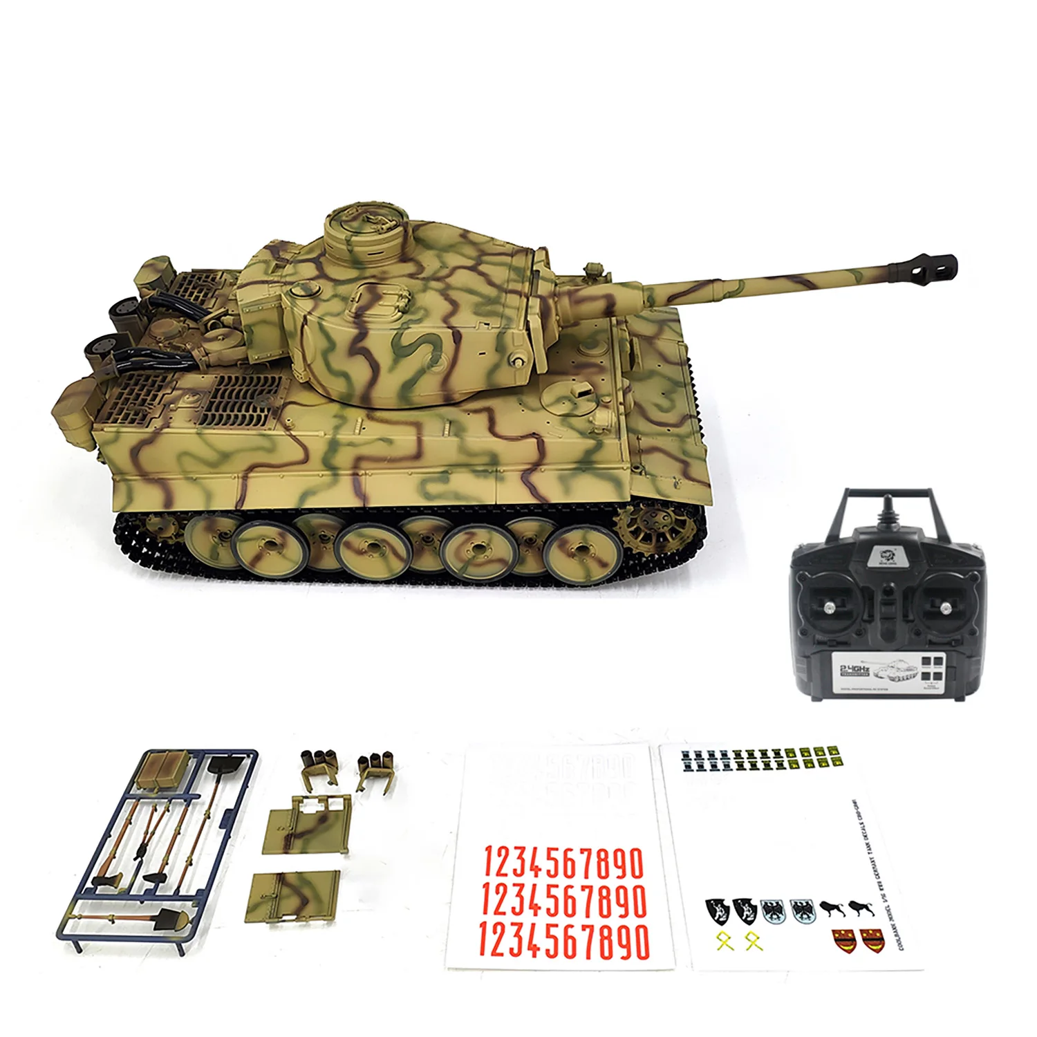 

Henglong 2.4Ghz 1/16 7.0 Plastic German Tiger I RTR RC Tank 3818 BB IR Barrel Recoil Steel Gearbox 320 Degree Rotating Turret