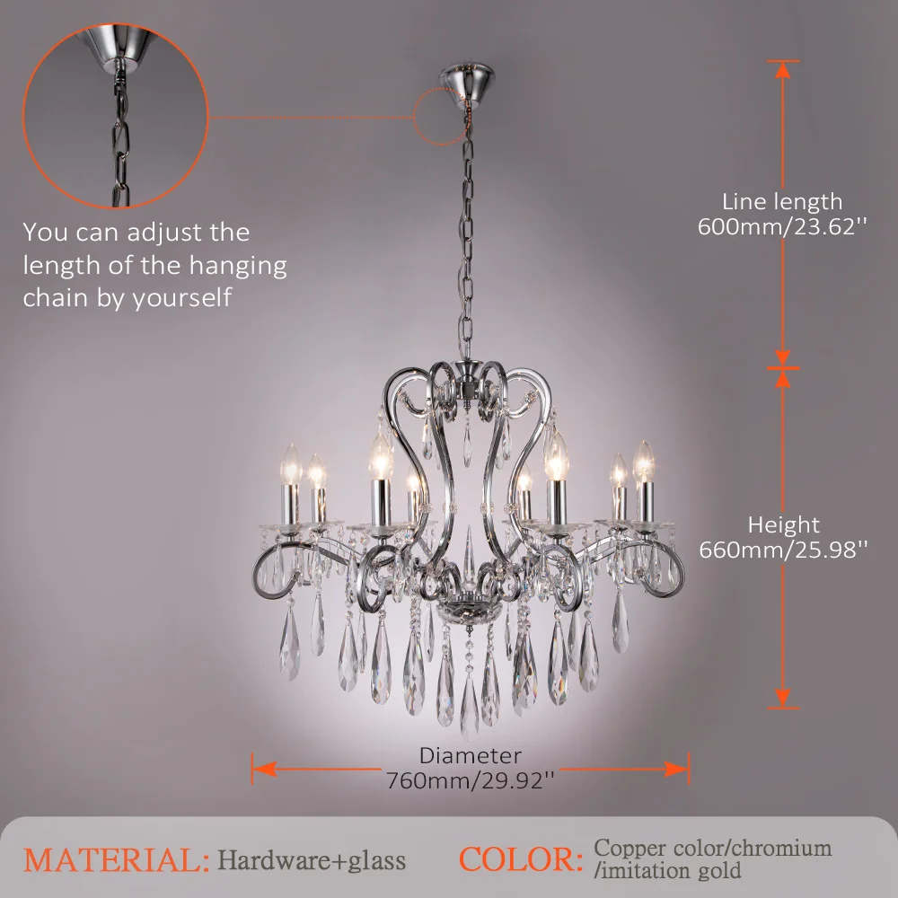 Imagem -06 - European Candle Crystal Led Chandelier Light Pendant Lamp Cozinha Sala de Jantar Sala de Estar Quarto