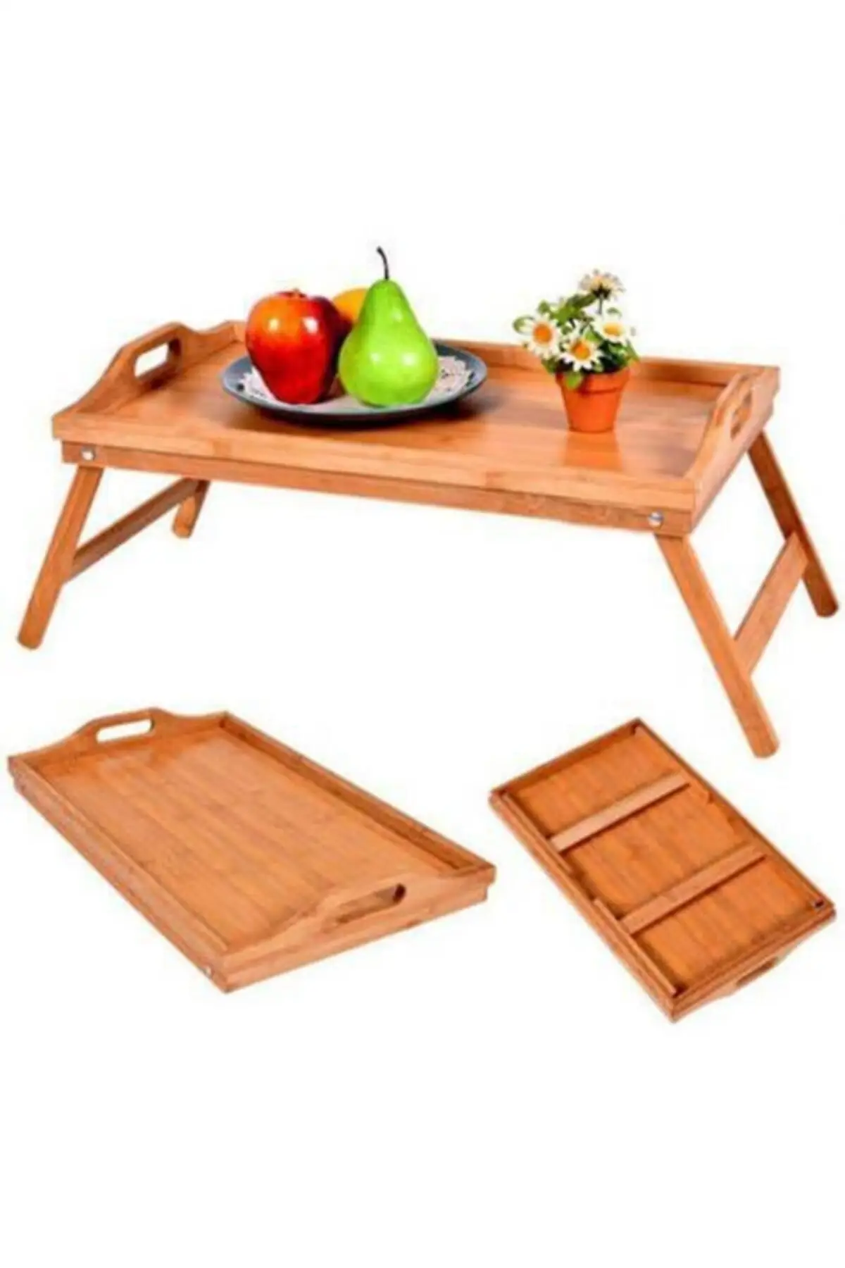 DOLBOVI 50 Cm Bamboo Tray Folding Flip Wooden Breakfast Enjoyed Tray