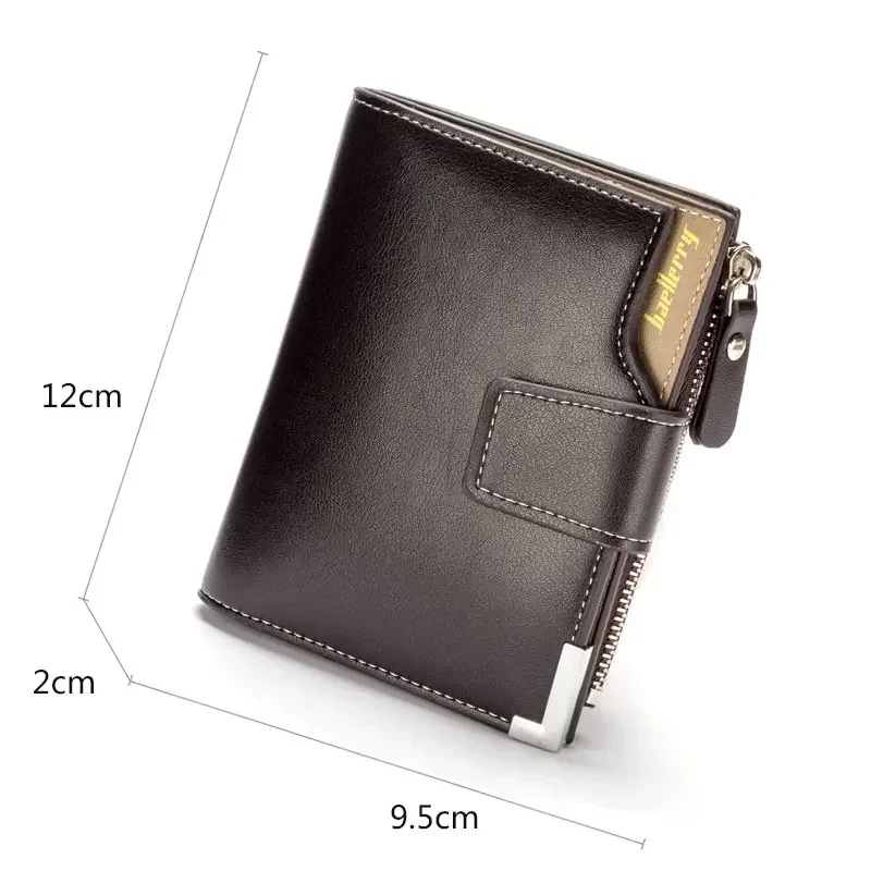 Baellerry Short Luxury Men Wallets Zipper Coin Pocket Card Holder Male Wallet Clutch Photo Holder Brand Man Purses Wallet