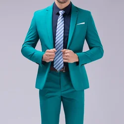 (Giacche + pantaloni) pantaloni Blazer moda tinta unita uomo Casual ufficiale ufficio Business Suit abito da sposa festa