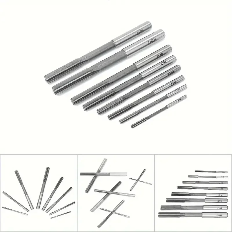 

8PCS tolerance 3mm-10mm diameter straight groove milling cutter, high-speed steel chuck, reamer group H7