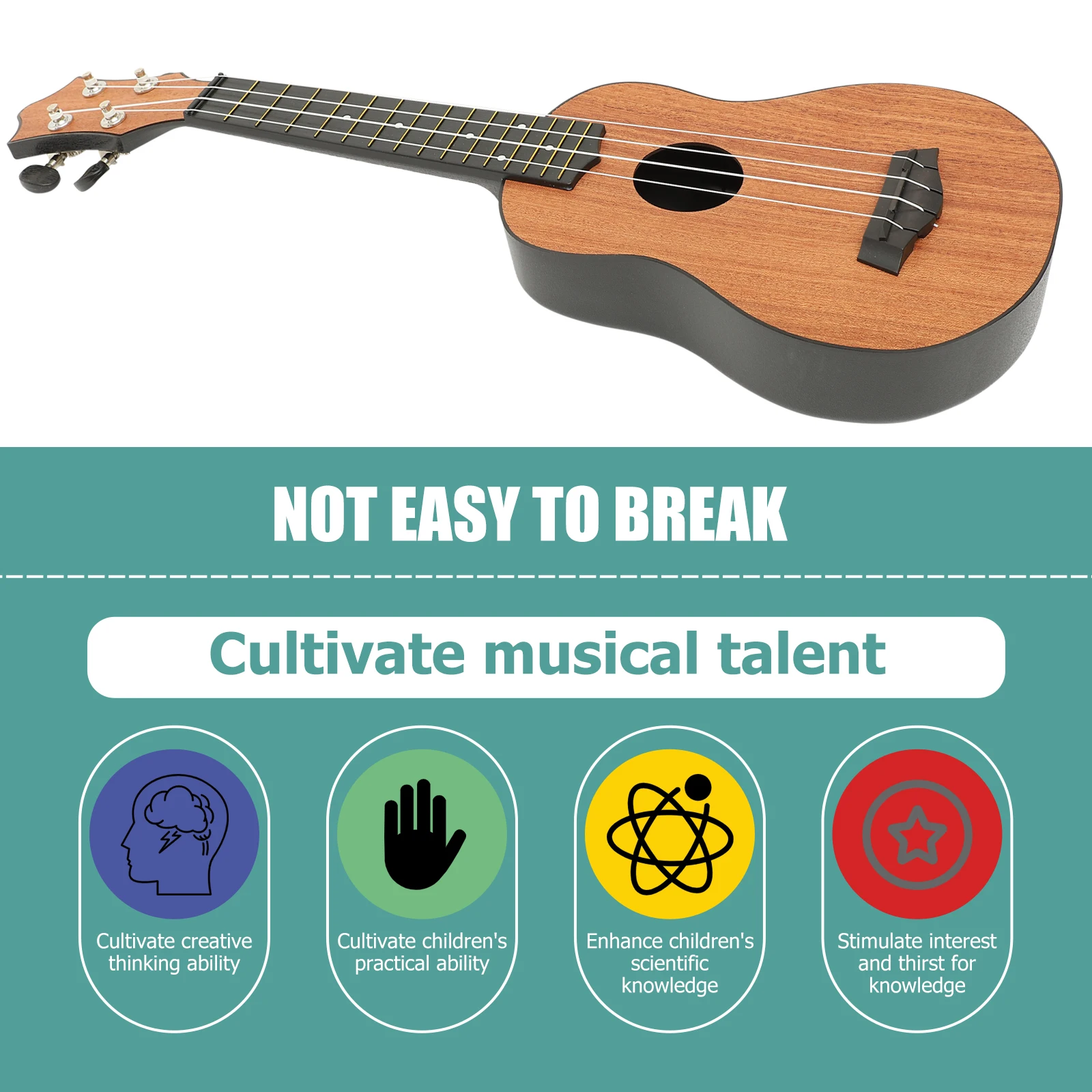 

21 Inch Ukulele Four String Kids Guitar Wood Instrument Safe Children Beginner Music Soprano Concert Fret Board