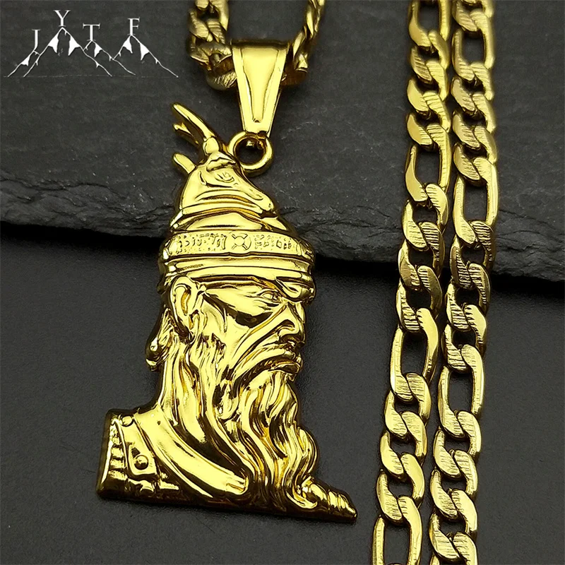

Norse mythology Odin Necklace for Women Men Stainless Steel Punk Gold Silver Color Medal Pendant Necklaces Amulet Party Jewelry