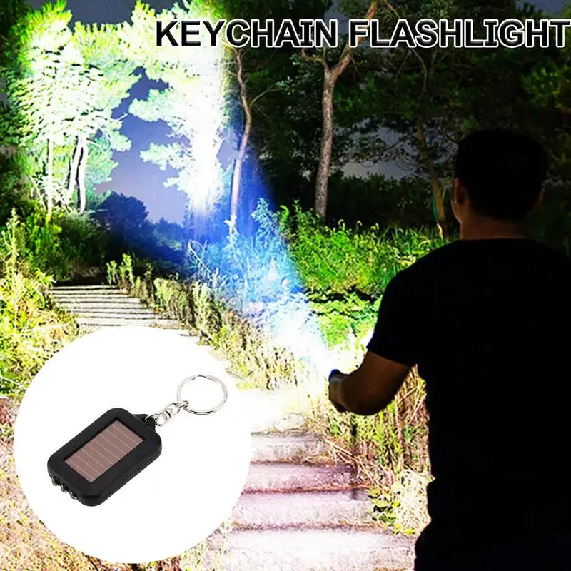 Key Chain Flashlights LED Mini LED Solar Charging Mini Keyring Light Pocket-Sized Outdoor Lighting Supplies Portable Flash Torch