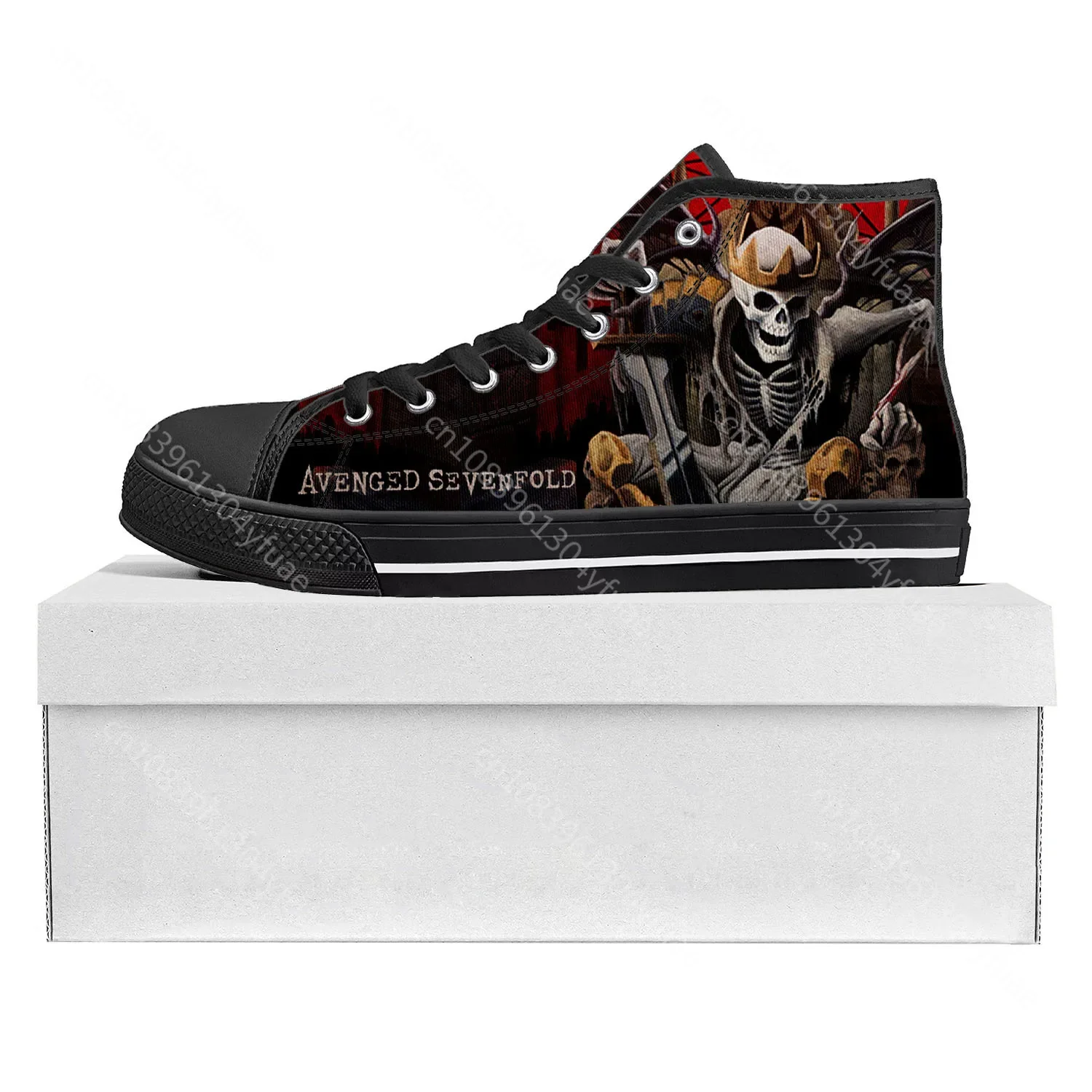Avenged Sevenfold A7X High Top High Quality Sneakers Mens Womens Teenager Canvas Sneaker Casual Couple Shoes Custom Shoe Black