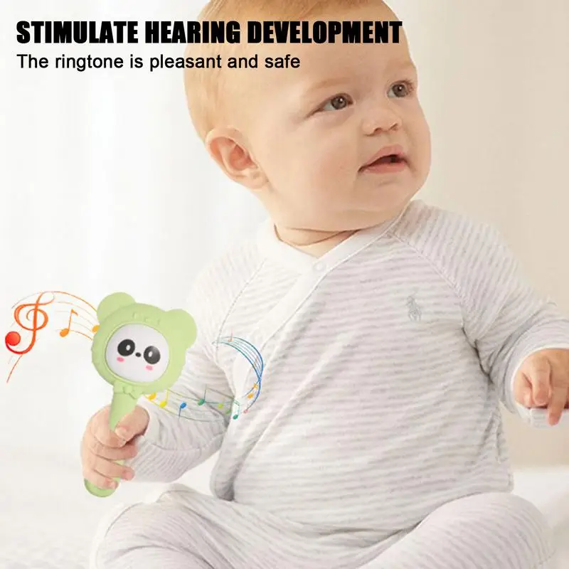 Giocattolo a sonaglio per bambino Massaggiagengive in silicone carino Massaggiagengive multifunzionale per cartoni animati per bambini Ragazzi Ragazze Sonaglio a mano in silicone facile da impugnare
