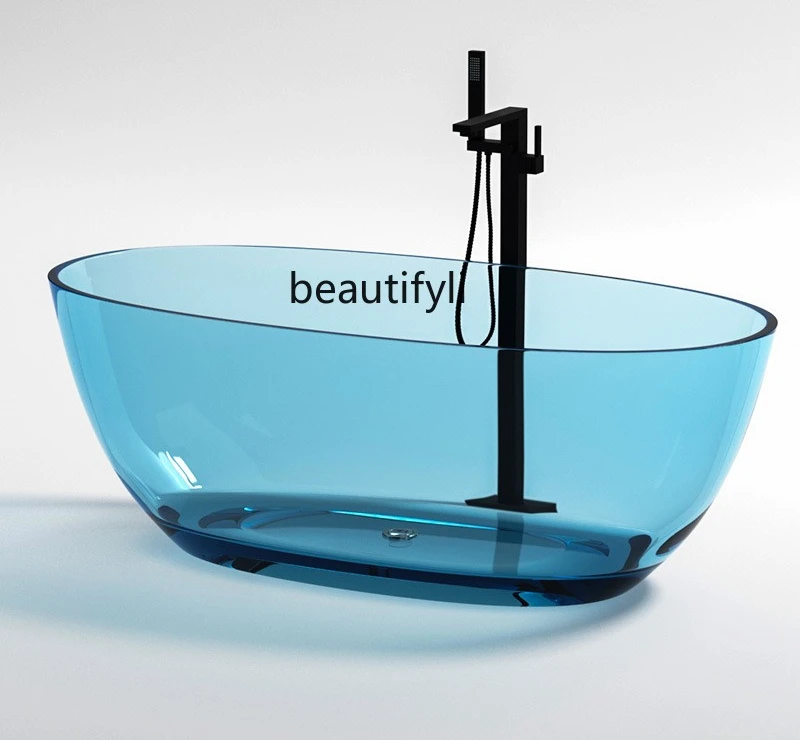 

Crystal transparent bathtub household independent colorful resin artificial stone, double hotel new small apartment bathtub