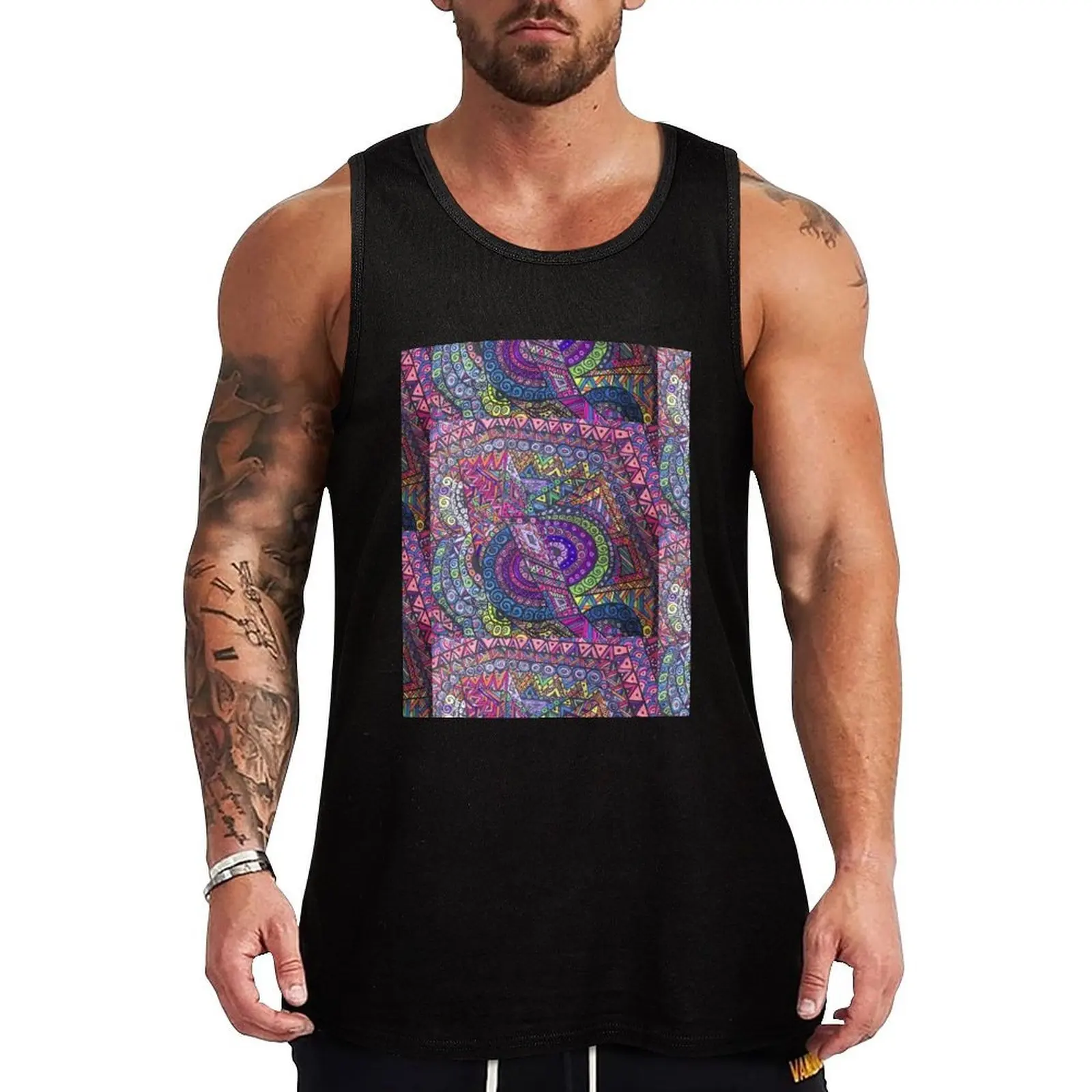 

Color Designs Tank Top t-shirts for Men's gym Man clothes for gym sleeveless sleeveless shirt man