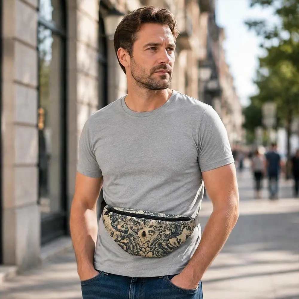 for Men PU Waist Bag Waterproof 3D Belly Bum Pouch Fat Belly Shape Dad Bod Style Sports Belt Bag for Men