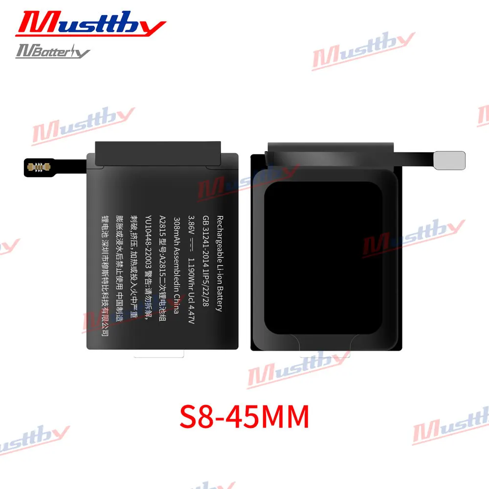 Musttby 2pcs For Apple Watch Battery Series 2 3 4 5 SE2 6 7 8 45mm 44mm 42mm 41mm Bateria For iWatch S2 S3 S4 S5 S6 S7 S8 40mm