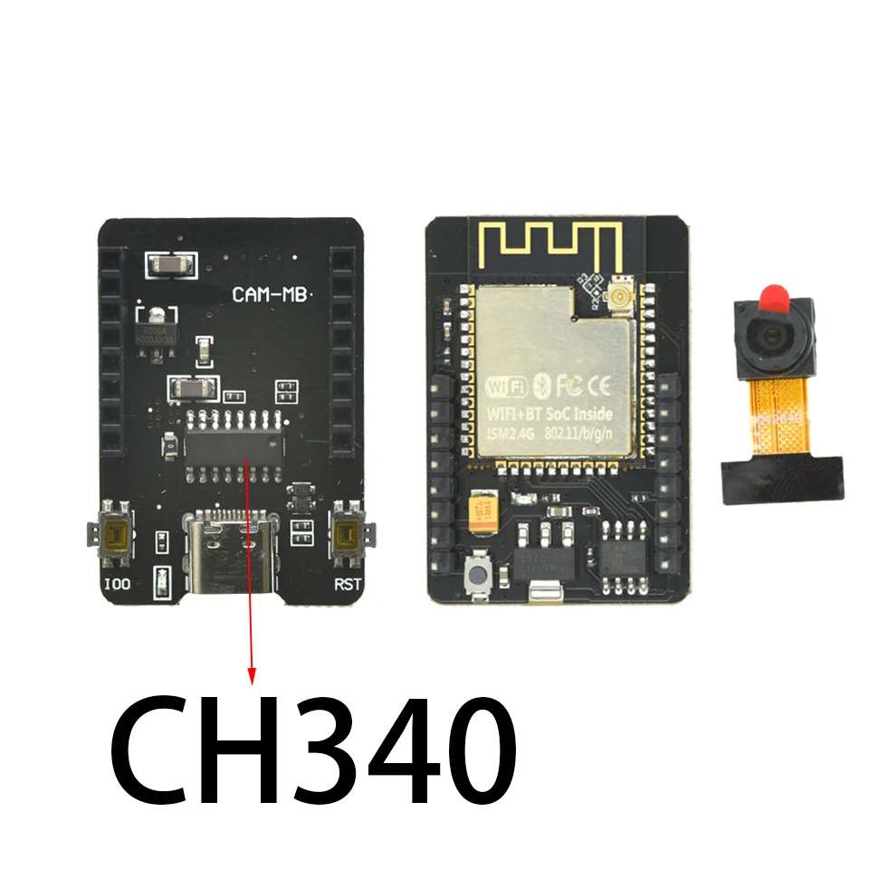 For ESP32-CAM WiFi BT Module, Type-C Interface with ESP32-CAM-MB Downloader, OV2640 OV3660 Camera Dev Board