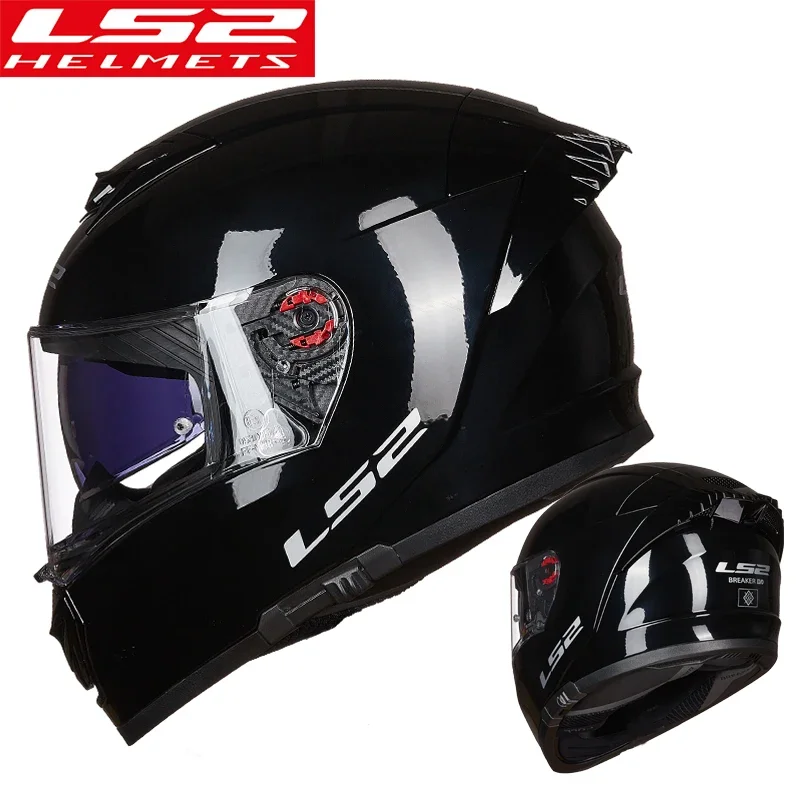 LS2 FF800 Motorcycle Helmet ABS Full Helmet Men's and Women's Double Lenses Four Season Large Size Motorcycle Anti-fog Helmet