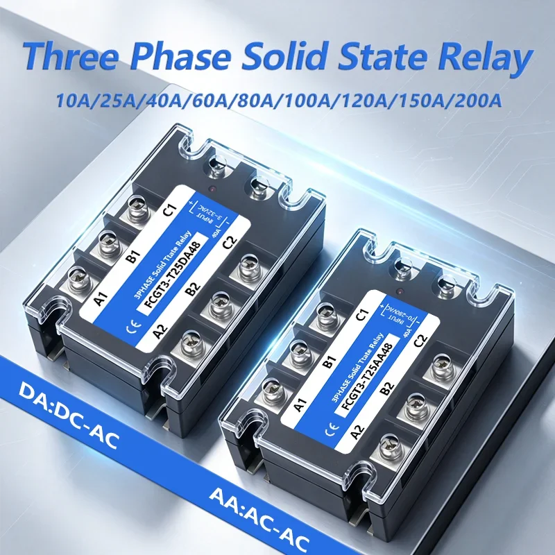 Three-phase Solid State Relay SSR 3 Phase 10A 25A 40A 60A 80A 100A 120A 150A 200A AC Control AC DC Control AC 25DA 380VAC