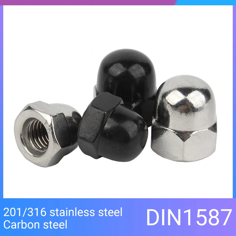 3-40pcs steel with black or stainless steel Acorn Nuts M3 M4 M5 M6 M8 M10 M12 Cap Nut Acorn Dome Head Hex Nuts