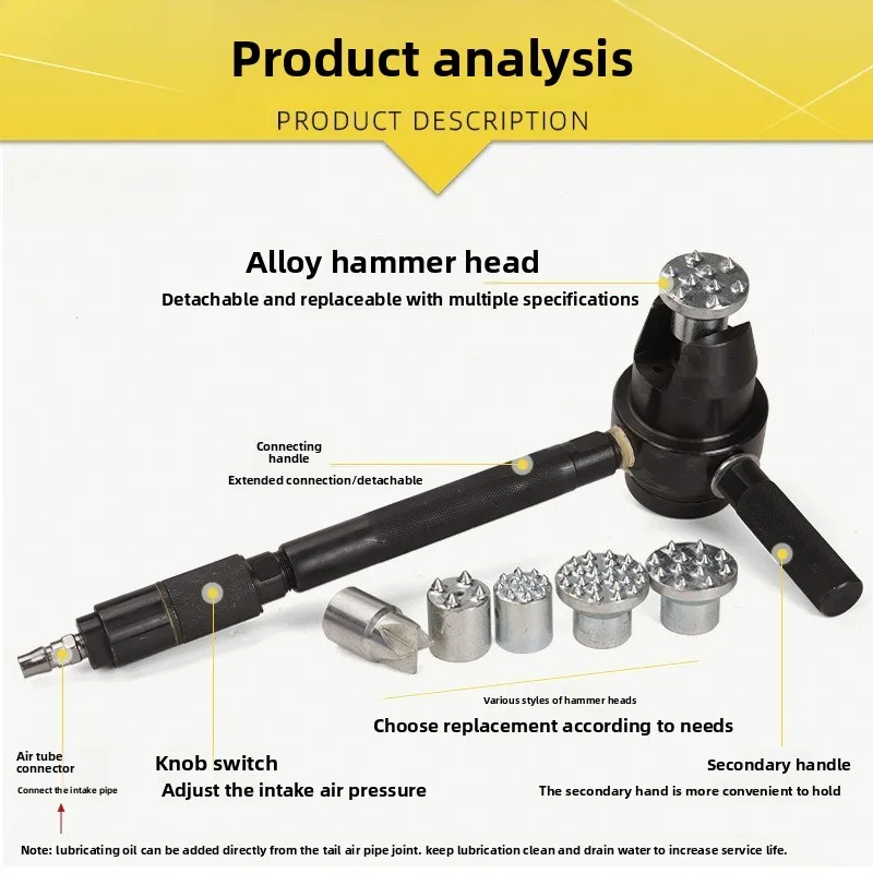Pneumatic chipper, concrete hand-held chipper