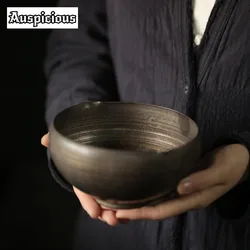 600ml Handmade Thin Tire Tea Wash Bowl Japanese Iron Glaze Jianshui Writing-brush Washer Chaxi Matcha Tea Accessories Decoration