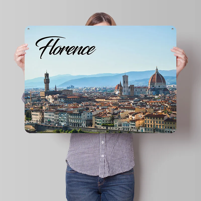 Florence 3D Texture Printed Poster Custom Vintage Metal Tin Plate Sign for Wall Art Mancave Decoration Gaming Home Decorations