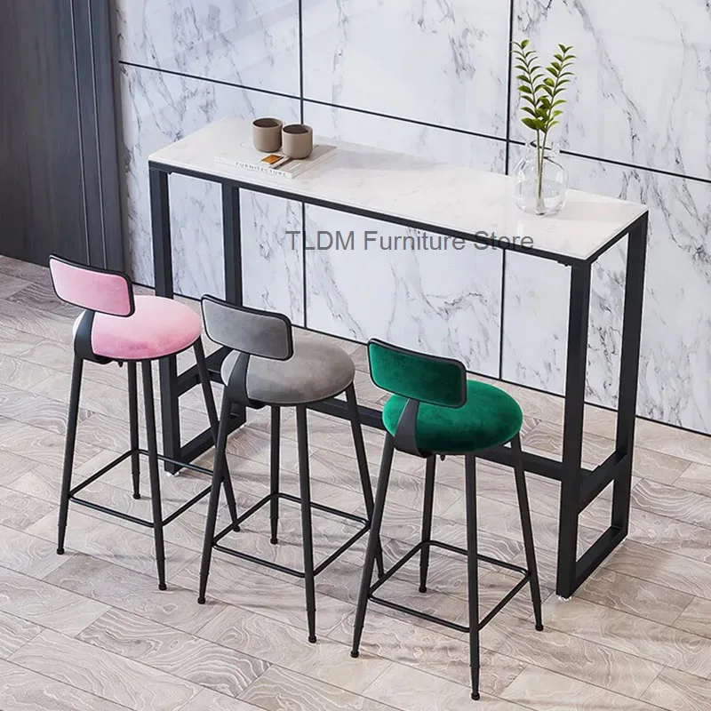Reception Desks Design Bar Chairs Aesthetic Relaxing High Designer Metal Aluminum Barstools Height Long Banqueta Salon Furniture