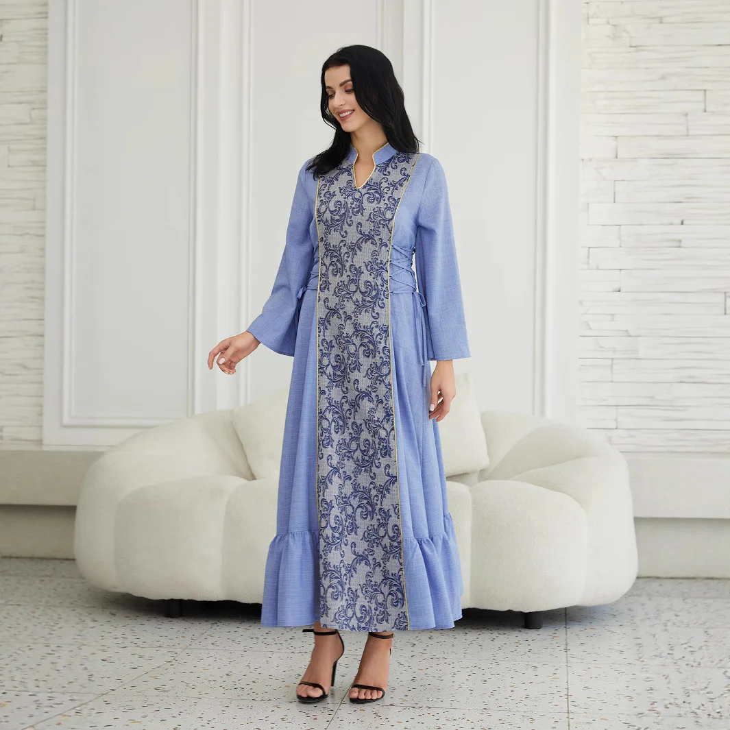 Amazon is selling a new Middle Eastern Muslim dress with printed waist strap and European  elegant dress dress cw46864.
