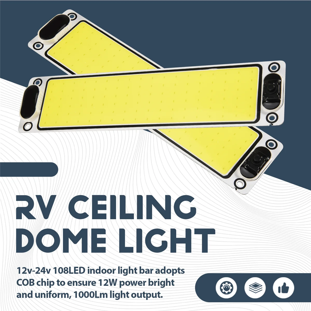 

# 620R 2 шт. 12-24 В 108 светодиодов автомобильный COB внутренний светильник для кемпинга автомобиля RV (LED + алюминиевый сплав)