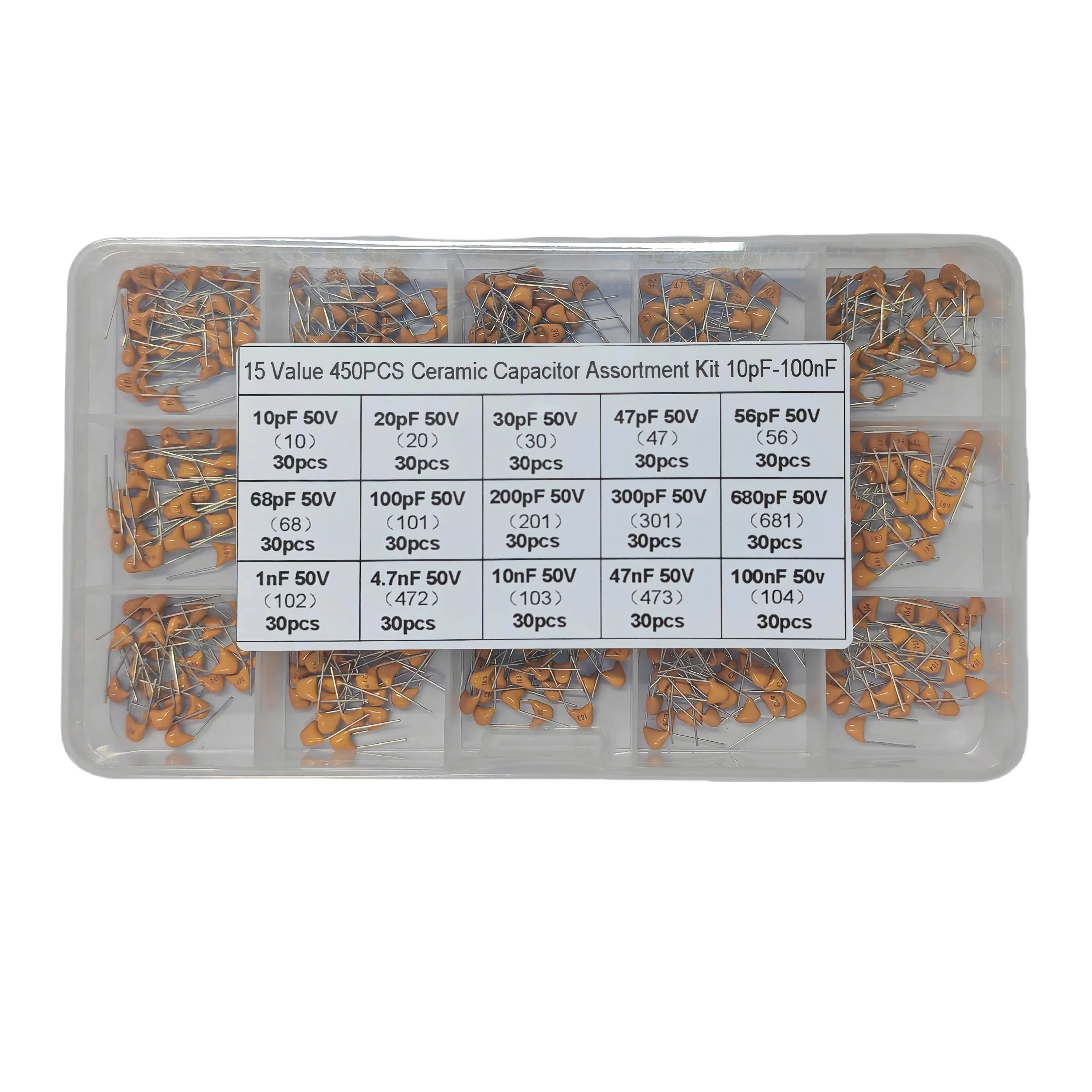 

450pcs/480pcs monolithic ceramic capacitor Ceramic Capacitor Assortment Kit For Guitar Capacitor 15/24Values 0.1uf-10uf