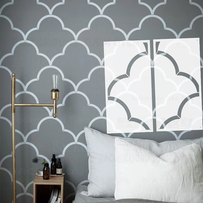 40cm - 80cm Stencil For Painting Decor Wall Template To Paint Decorative Putty Decors Art Deco Line Linear Cloud Geometric S220