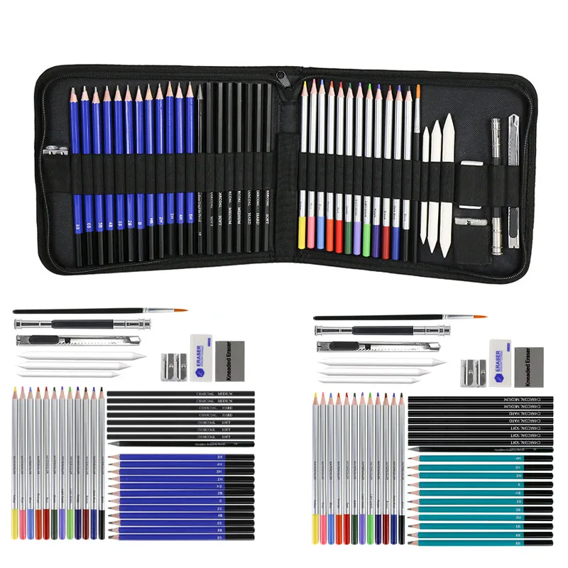 

41-piece Set of Water-soluble Color Sketch Drawing Pencil Students Go Out for Sketching and Painting Special Portable Brush Set