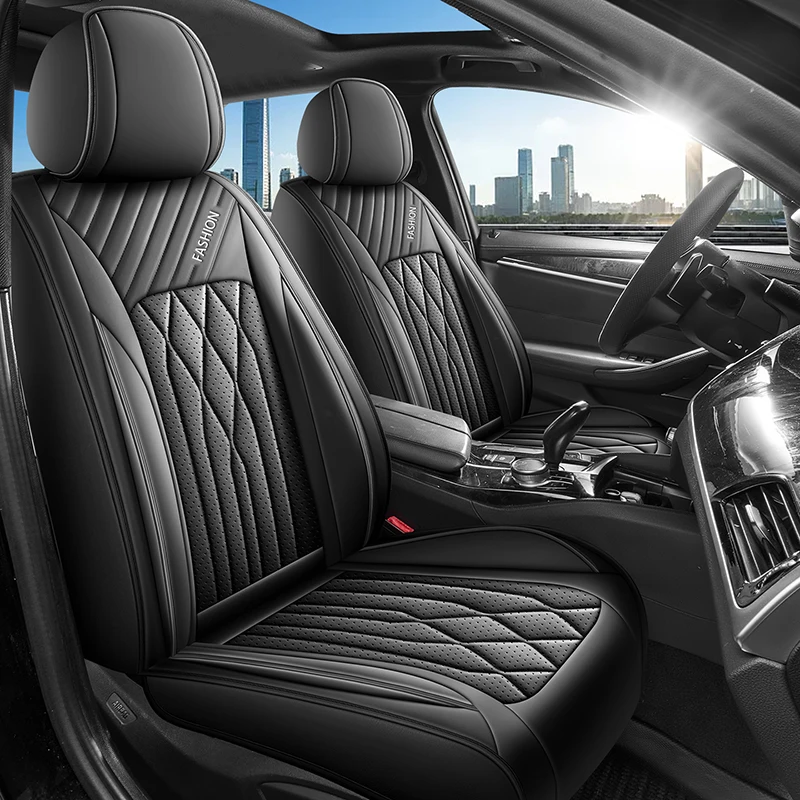 Front Single Seat, Luxurious Pu Leather Full-Cover Car Seat Cover, Universal, Breathable and Not Stuffy, Suitable for All Seasons, Fits the Seat Well, with Three-Dimensional Side Support, Enhances Driving Experience, Available in Five Colors, Car Seat Cushion, Suitable for Various Models Such as Sedans, Suvs, Trucks, Etc