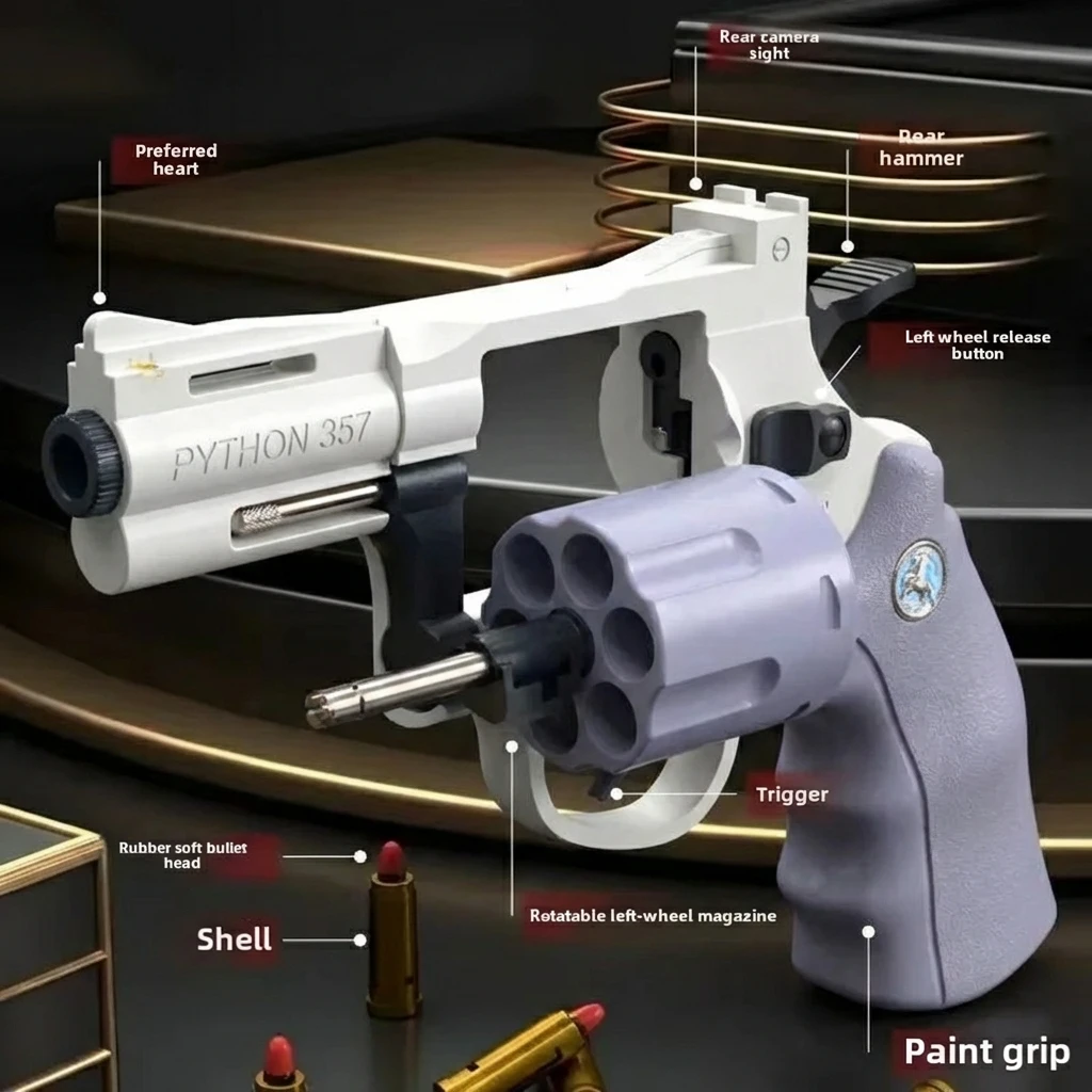 Soft Bullet Toy Gun ZP5 357 Revolver Automatic Mechanical Continuous Shooting Launcher CS Children Toy 19/23/28cm - view 5