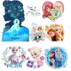 Patchs de dessin animé Disney Frozen pour vêtements, film, Elsa, Anna, fer sur patch, transfert de chaleur, autocollants pour filles, appliques