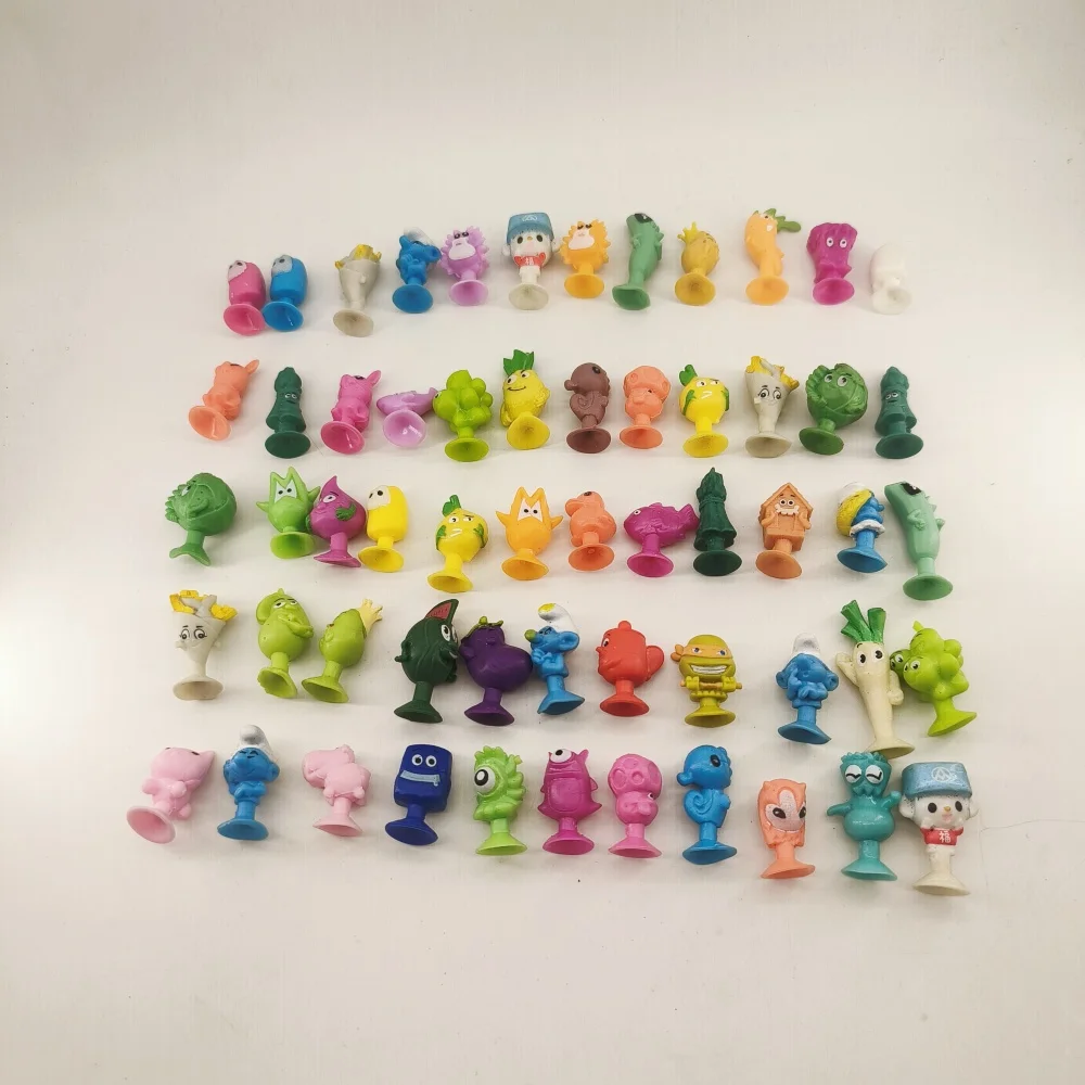 30-60PCS Soft Stikeez Mini Vegetable Fruit Animals Bread Dolls Cute Cartoon Action Figure Models Kids Toys Gift