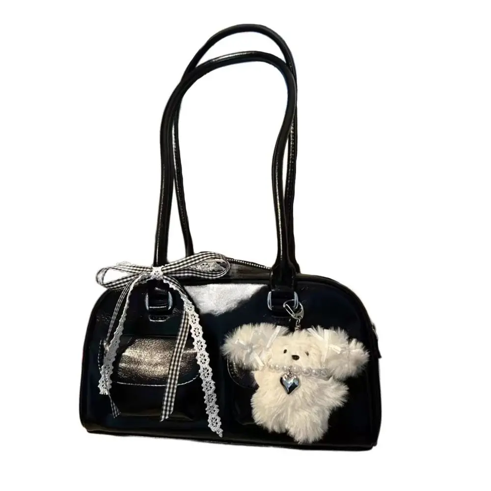 New Double Handle Shoulder Bag Pu Leather Large Volume Women's Handbag Retro Style Crossbody Bag Daily Use