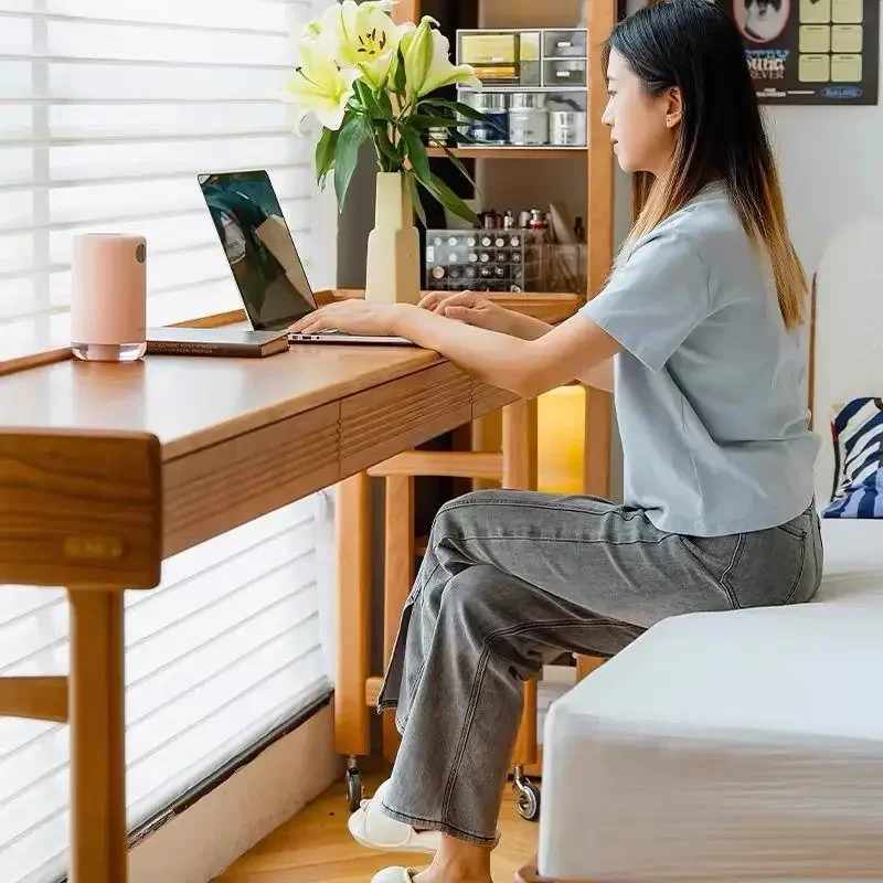 DSA bedroom removable bedside table solid wood bed desk bedside bedside long table household bed lazy computer desk