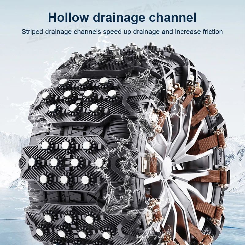 SEAMETAL 4PCS Car Winter Tire Wheels Snow Chains Snow Tire Anti-skid Chains Wheel Tyre Cable Belt Winter Outdoor Emergency Tools
