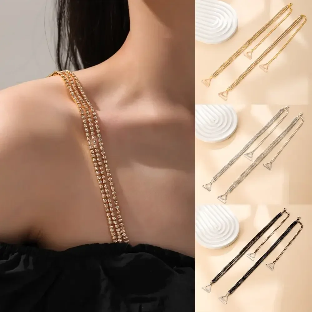 

New Silver Metallic Sexy Shiny Rhinestone Bra Straps for Women Elegant Crystal Adjustable Bra Shoulder Lingerie Accessories