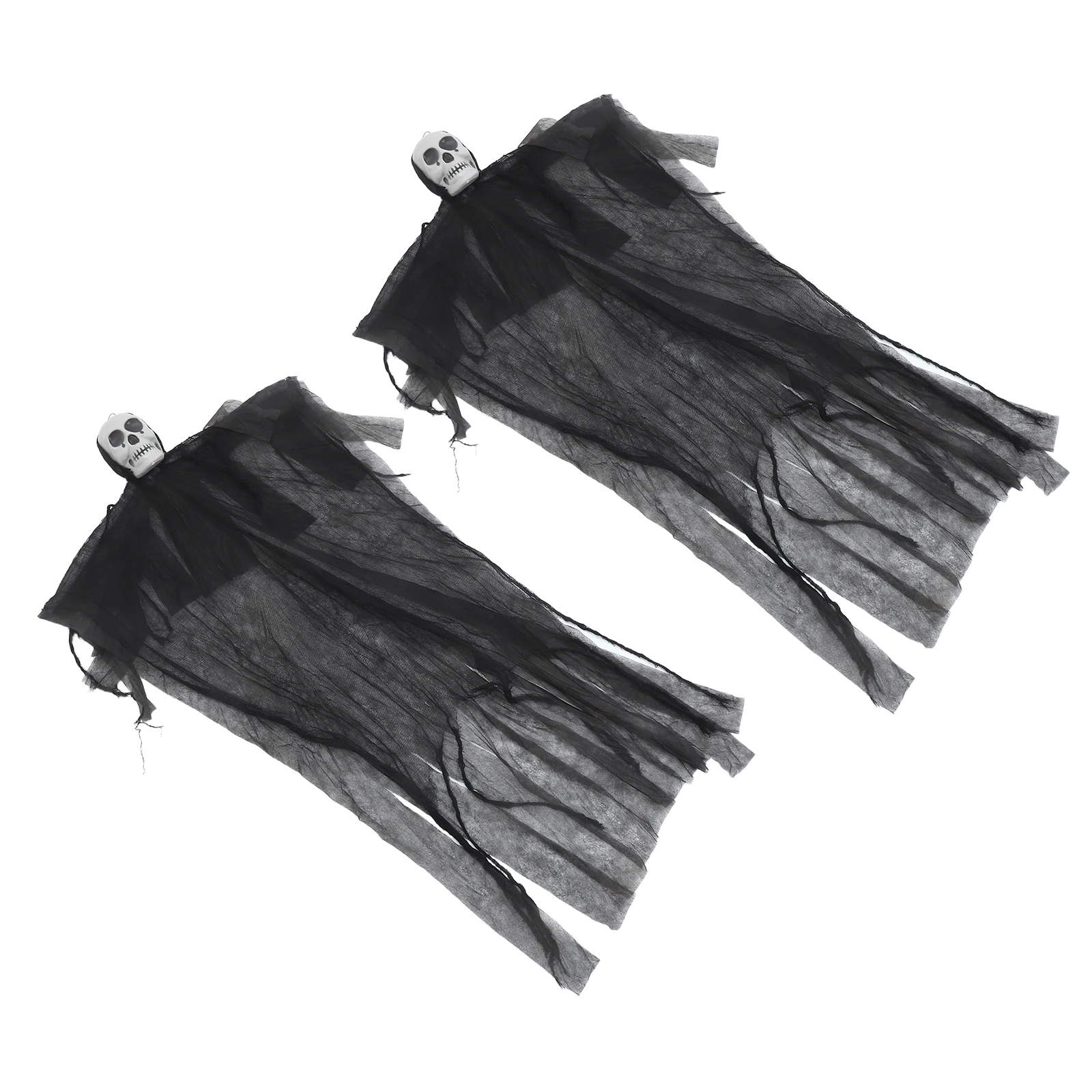 

2pcs Skull Decoration Glowing Halloween Weather Resistant Outdoor Hanging Ghost Decor For Yard Party Haunted House Lawn