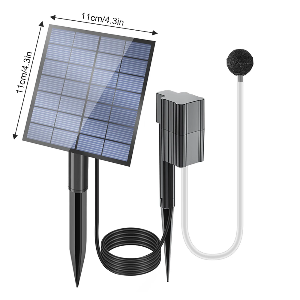 Solar Pond Aerator 2.5W/7V Air Pump Oxygenator 0.6L/min Solar Pump for Pond with 1 Bubble Stone and Ground Spike for Outdoor Gar view 2