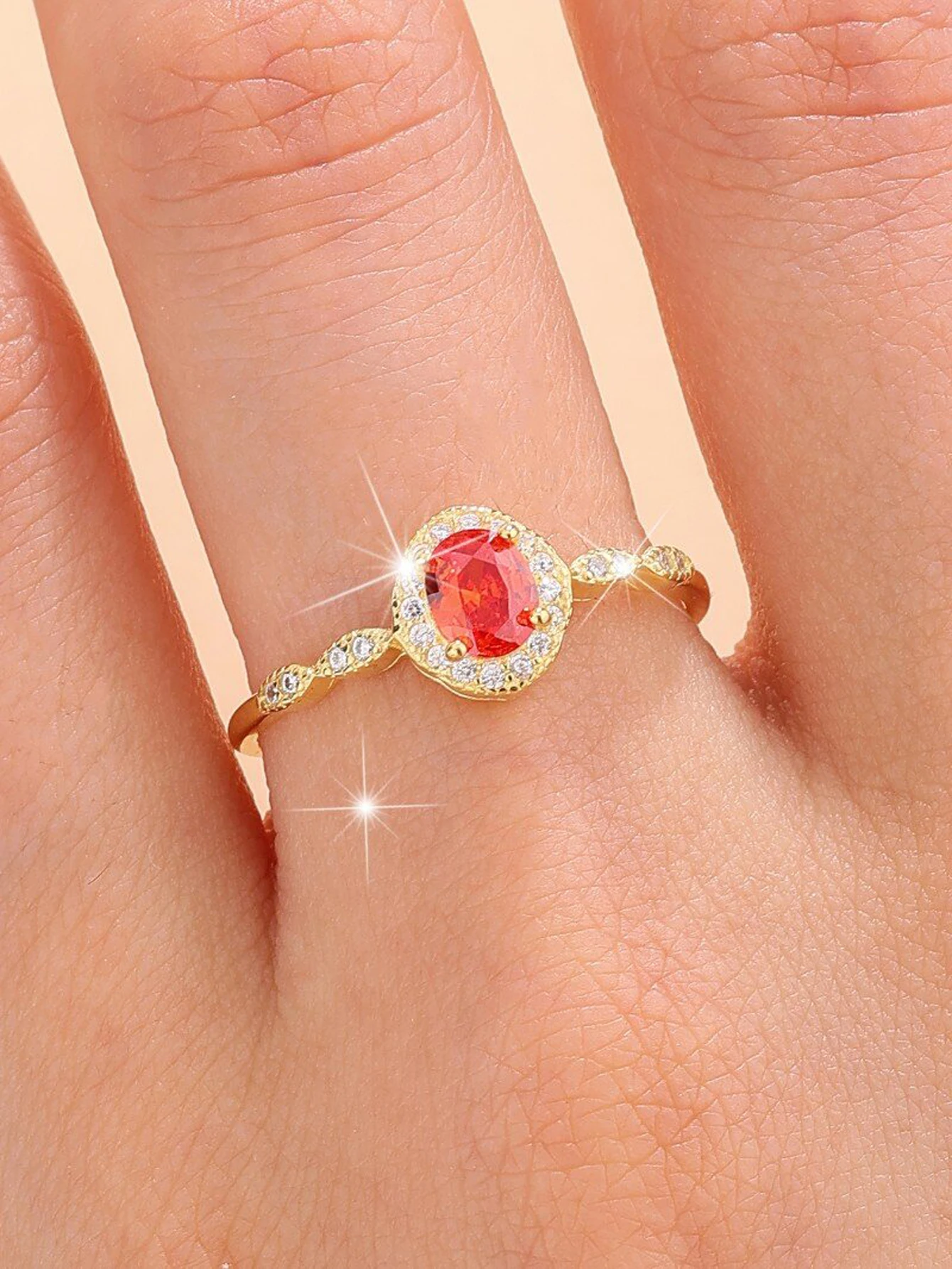 

Кольцо из стерлингового серебра 925 пробы, классический дизайн Halo с овальной формой оранжево-красного высококачественного циркона, лучший подарок, ювелирные изделия для вашего любовника, друга или семьи, рождественский подарок, элитные украшения для жен