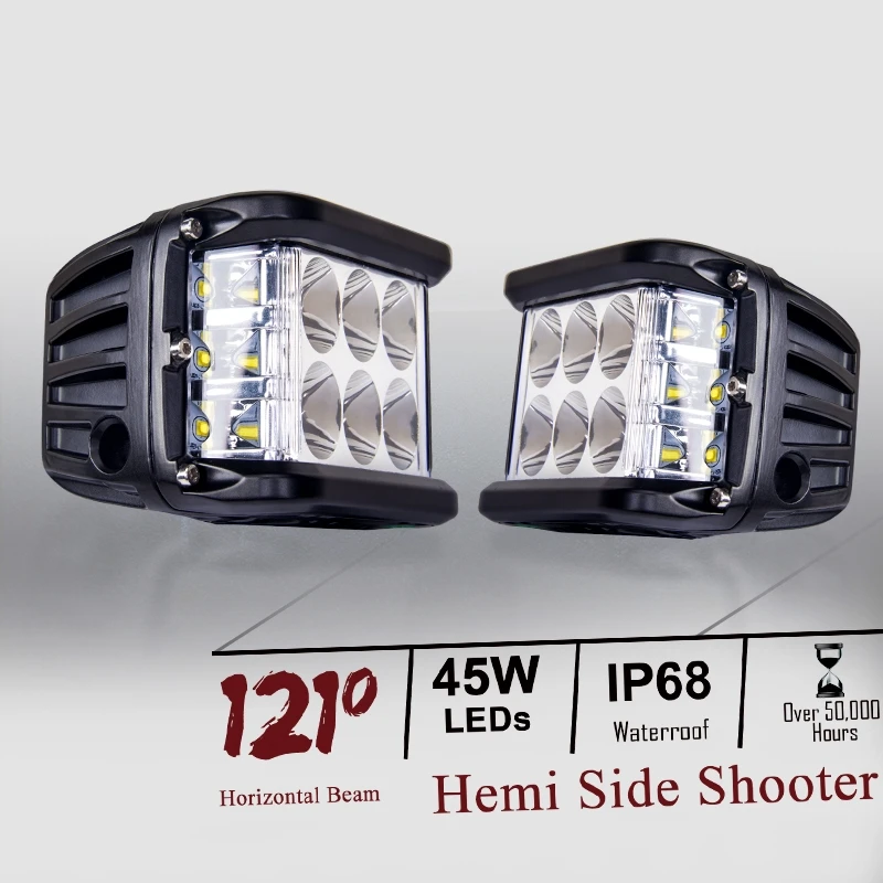 

2Pcs LED Cube Edge Shooter Light Bar Spot Flood Work Driving Fog Pod 4'' 90W Bumper A-pillar Offroad Truck Pickup ATV UTV Boat