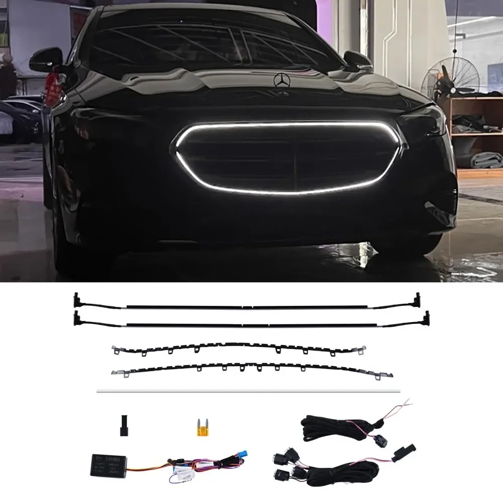 W214 LED Luminous Front Bumper Lighting Grille New LED Luminous Front Grille Light Bar For 2024-2025 Mercedes Benz E-Class E200