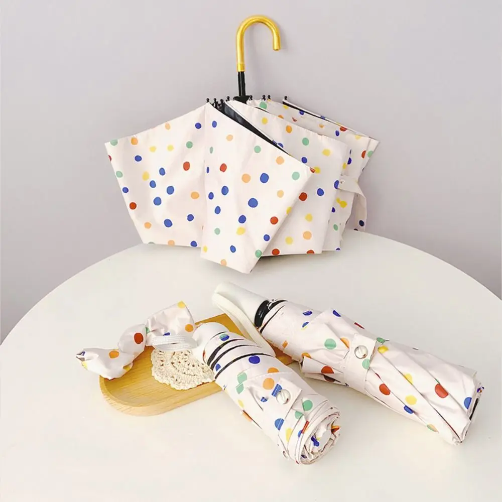 

Красочный виниловый автоматический зонт с защитой от ультрафиолета, ветрозащитный зонт с защитой от ультрафиолета, прочный портативный мини-складной зонт для женщин