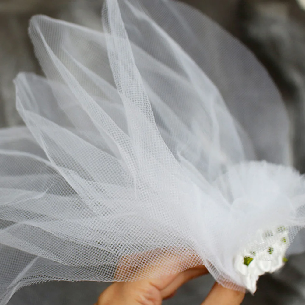 

Puppy Pet Wedding Veil Accessories Bridal Dog Headgear Cosplay Clip White Bride