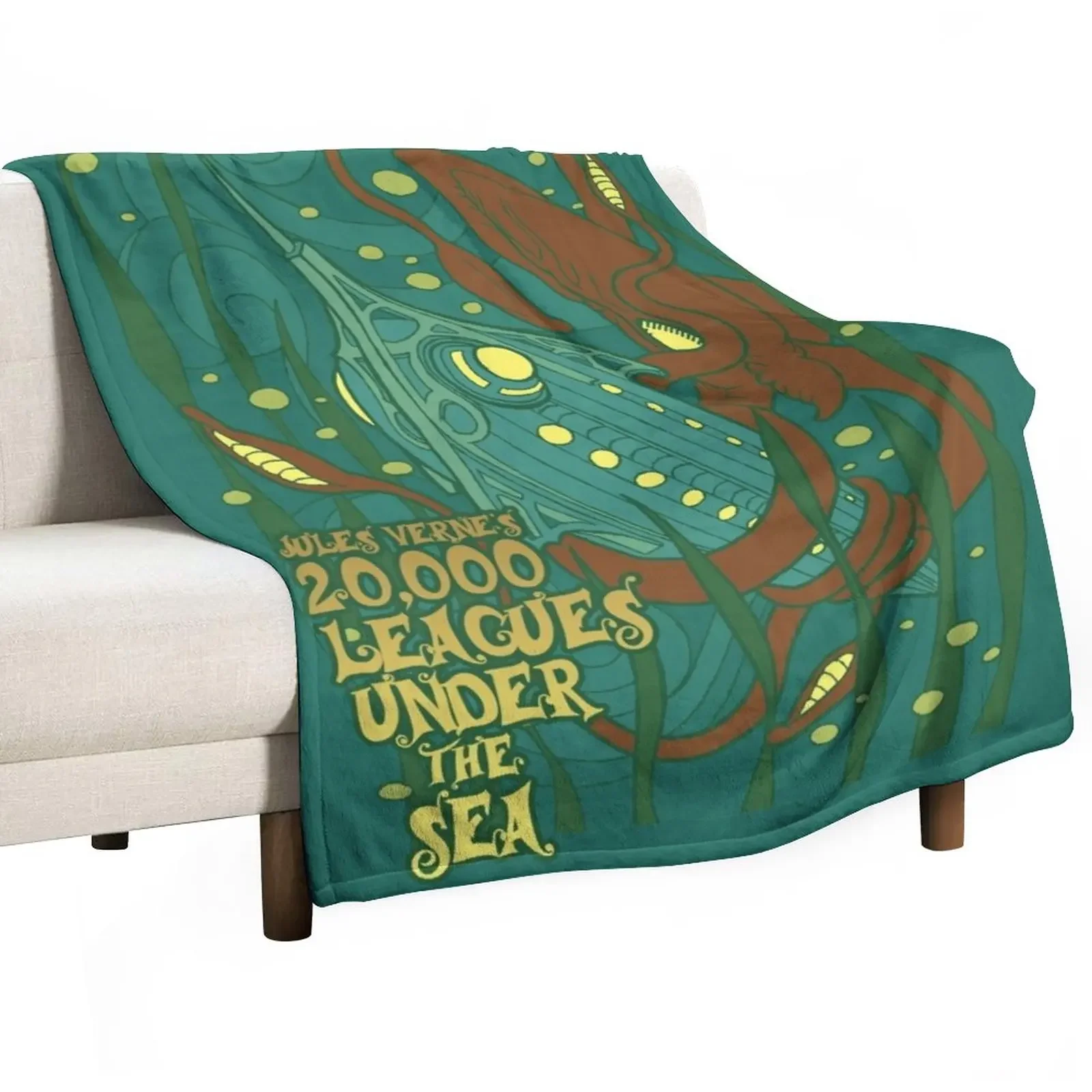 

20,000 Leagues Under the Sea Throw Blanket Heavy Flannel Fabric Vintage Decorative Sofa Blankets